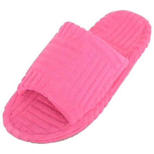 ABSOLUTE FOOTWEAR pantofole da donna facili da infilare con punta aperta con motivo a trama, rosa, 36/37 eu