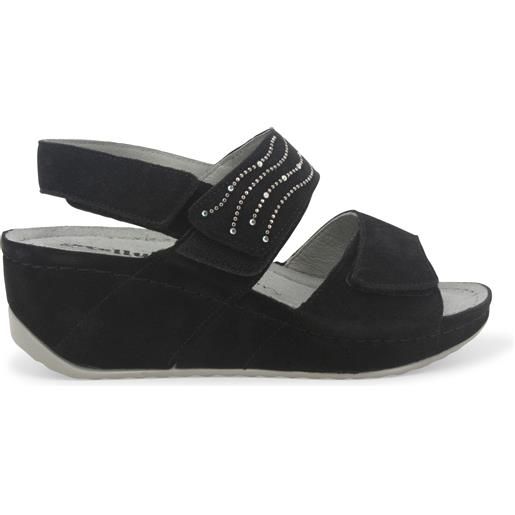 Melluso sandalo donna in camoscio nero hq60141