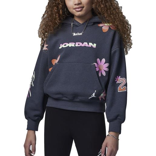 Nike jordan felpa da ragazza con cappuccio deloris jordan flower grigia