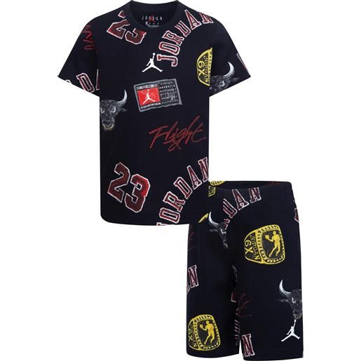 Nike jordan completo t-shirt e shorts da bambino 23 ring aop nero