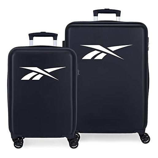 Reebok portland valigia set blu 55/68 cm rigido abs chiusura a combinazione laterale 104l 6 kg 4 doppie ruote bagaglio a mano