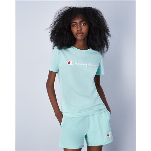 Champion t-shirt girocollo icons big logo verde donna