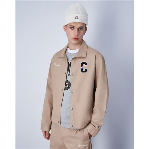 Champion giacca in cotone con c logo beige uomo