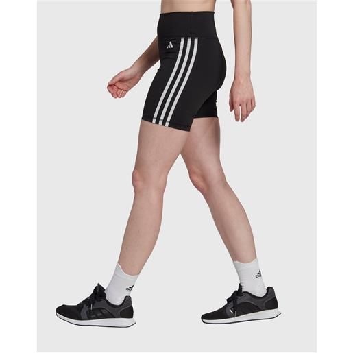 Adidas leggings corti essentials 3-stripes a vita alta nero donna