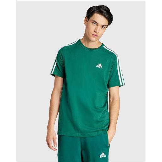 Adidas t-shirt essentials single jersey 3-stripes verde uomo