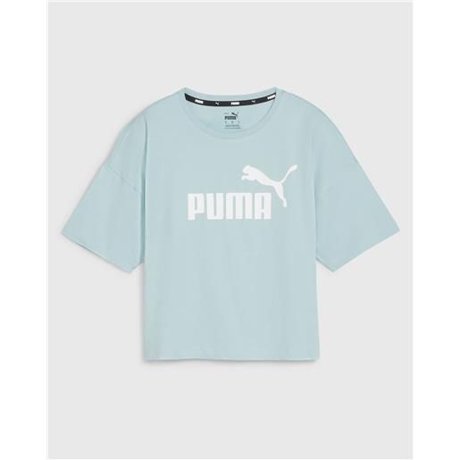 Puma t-shirt corta con logo essentials blu donna