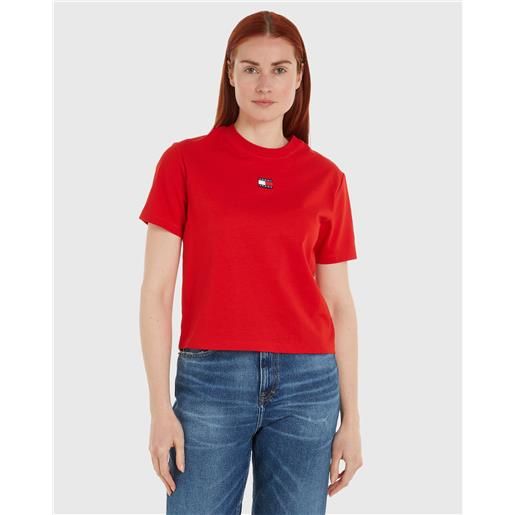 Tommy Hilfiger t-shirt con badge rosso donna