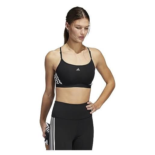 adidas aeroreact training 3-stripes light support workout bra, reggiseno sportivo donna, black/white, xs a-c