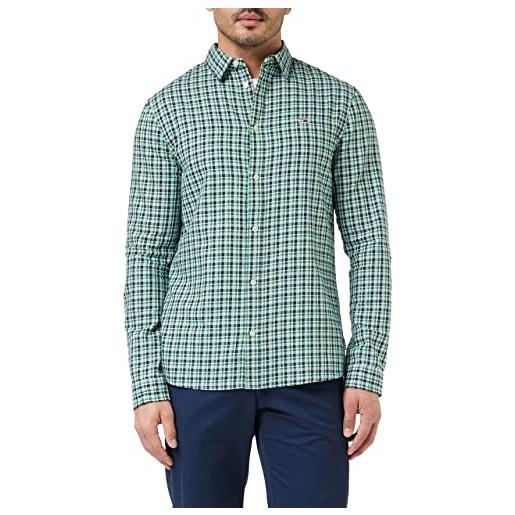 Tommy Hilfiger tommy jeans tjm essential shirt dm0dm15112 camicie eleganti, verde (green malachite/multi check), xs uomo