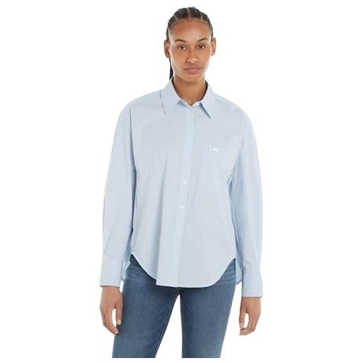 Tommy Jeans tjw ovs cotton shirt ext dw0dw17356 top in tessuto, blu (breezy blue), l donna