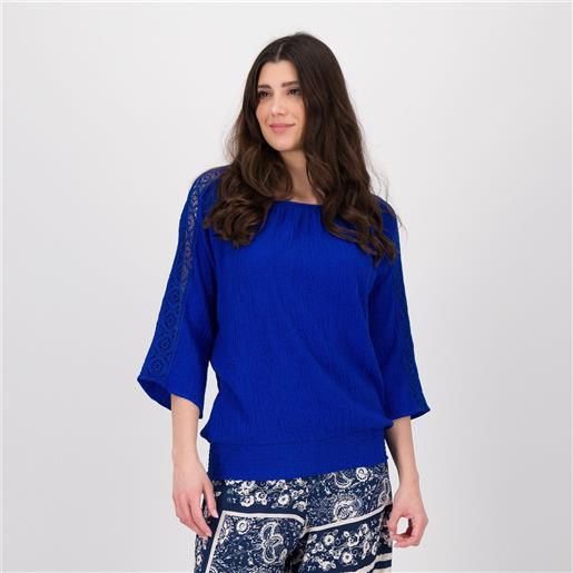 Nina Leonard blusa in tessuto smock con maniche 3/4