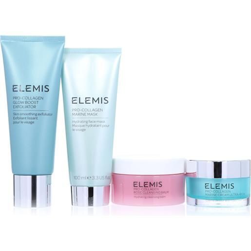 Elemis kit pro-collagen: balsamo, esfoliante, crema, maschera