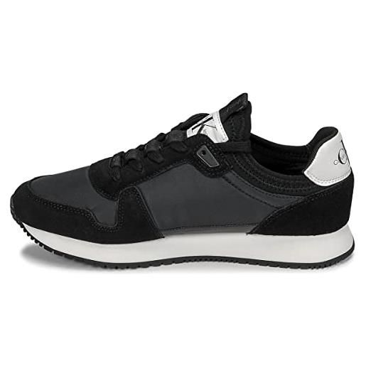 Calvin Klein Jeans sneakers da runner donna sock laceup nylon-leather scarpe sportive, nero (black/white), 36 eu