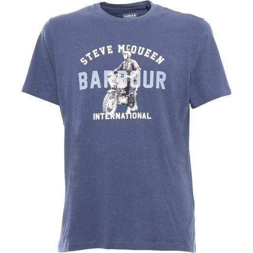 BARBOUR t-shirt blu con stampa
