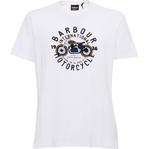 BARBOUR t-shirt bianca con stampa