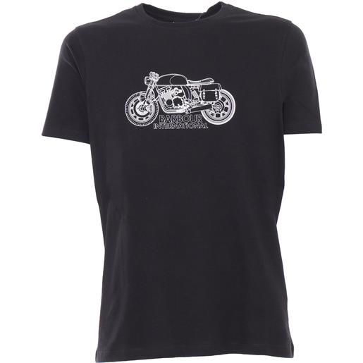 BARBOUR t-shirt nera con stampa