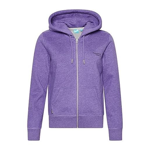 Superdry essential logo zip hoodie maglia di tuta, bright purple marl, 42 donna
