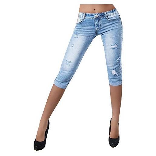 Shaoyao donne pantaloni corto pantaloncini fidanzato jeggings dei jeans azzurro chiaro m