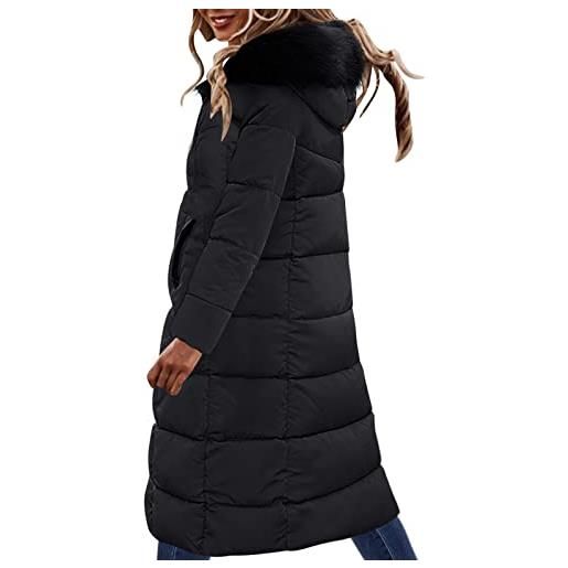 RUIRUILICO parka impermeabile da donna, giacca invernale antivento in cotone imbottito caldo maxi piumino cappotto da donna cappotti lunghi, grigio, l