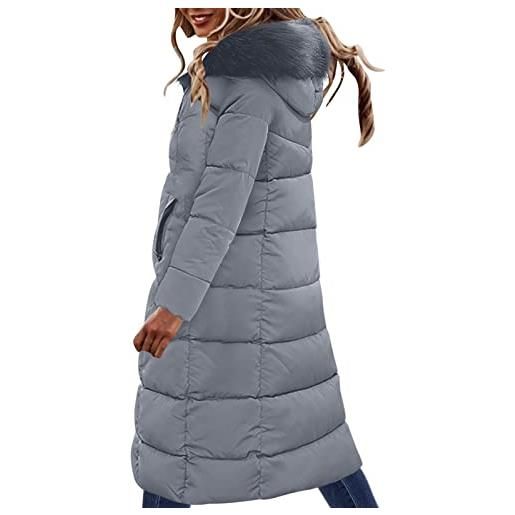 RUIRUILICO parka impermeabile da donna, giacca invernale antivento in cotone imbottito caldo maxi piumino cappotto da donna cappotti lunghi, bianco, l