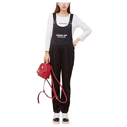 Shaoyao salopette premaman donna overall tuta pantaloni casuale baggy strappy monopezzi nero l