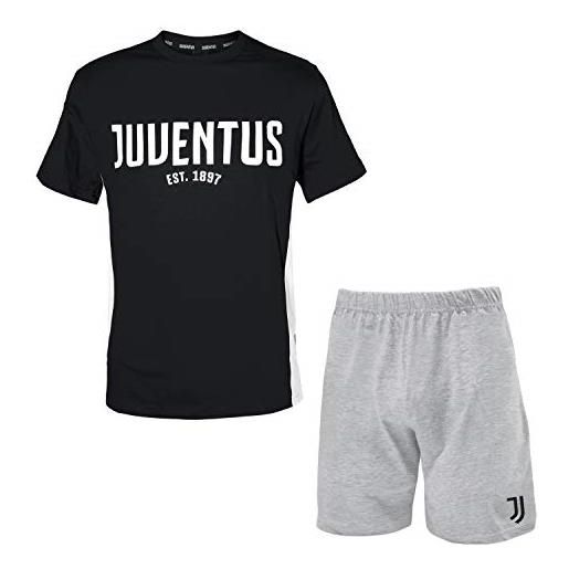 JUVENTUS pigiama homewear uomo juventus ss2021 prodotto ufficiale cotone - 3 modelli (grigio melange art. 109 - xl)