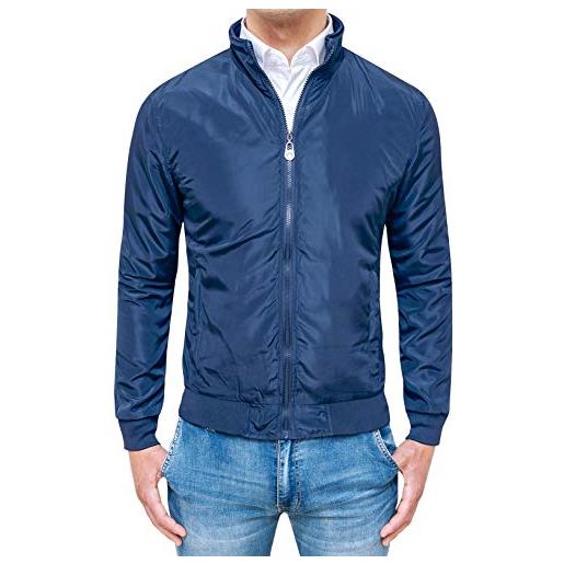 Evoga giubbotto giacca uomo casual blu slim fit giubbino primavera estate (xxl, blu)