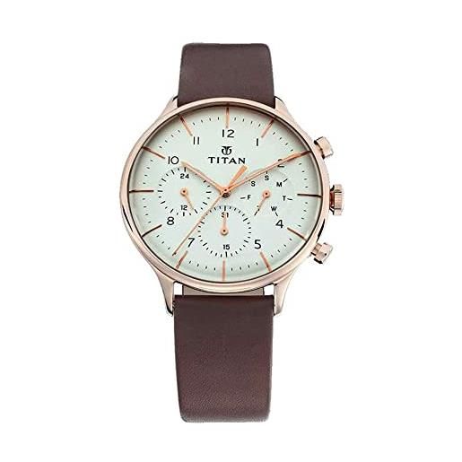 Titan orologio cronografo da uomo on trend, al quarzo, resistente all'acqua, bianco, cronografo