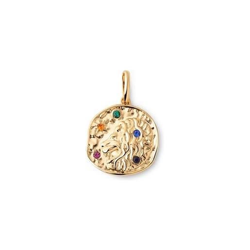 SINGULARU - charm colori organici zodiaco - leone - ciondolo in argento 925 con finitura placcata oro 18kt - charm abbinabile alla collana - gioielli da donna