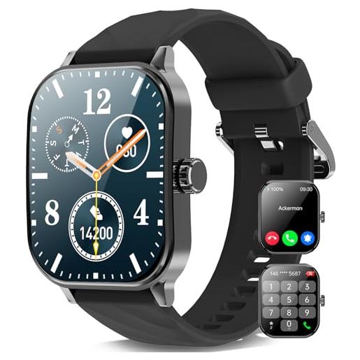 Marsyu 2024 nuovo smartwatch uomo con chiamate, 2,1 orologio fitness con 24/7 monitor temperatura corporea sonno e cardiofrequenzimetro, spo2, 100+modalità sport, orologio sportivo ip67 ios android
