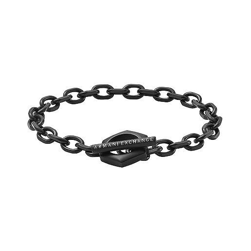 Armani Exchange bracciale da uomo, acciaio inossidabile nero, axg0105001