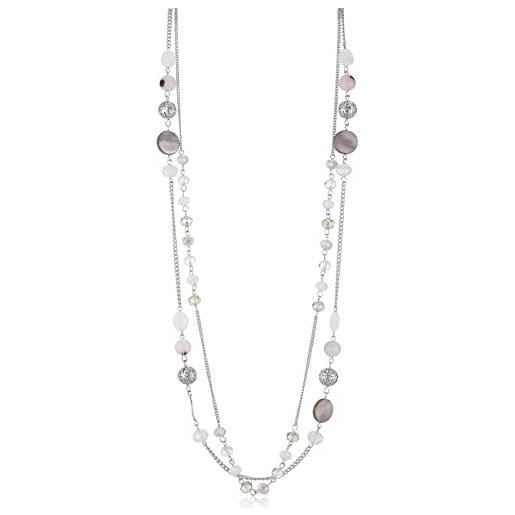 FULU AUTUMN collana lunga in argento da donna, elegante, con doppio ciondolo in perle di cristallo, gioiello di moda, regalo per le donne, perla vetro zinco, agata