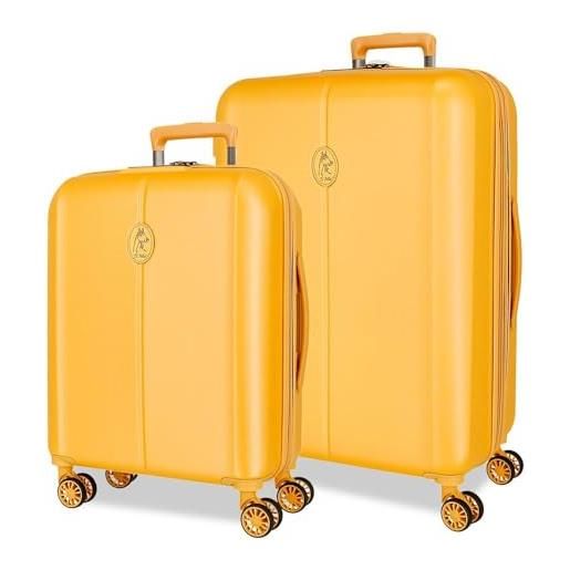 El Potro vera set di valigie giallo 55/70 cm rigida abs chiusura tsa 118l 6,98 kg 4 ruote doppie bagaglio a mano, giallo, set di valigie