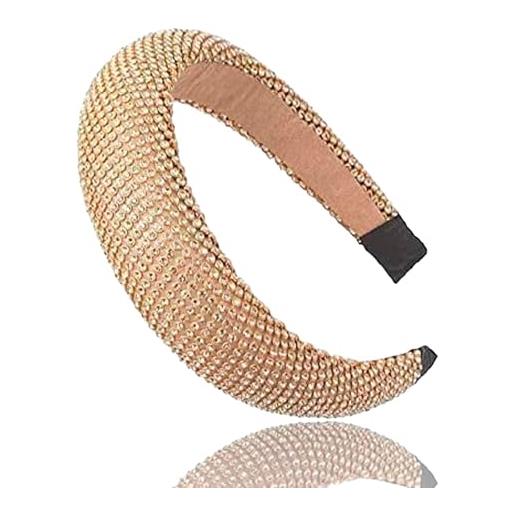 Bottega della Principessa cerchietto gioiello bombato con perle effetto cristallo-glitterato-strass-cerchietto per capelli donna elegante (oro)