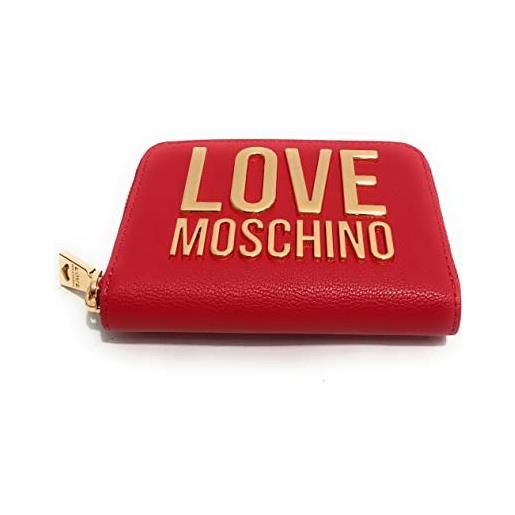 Moschino portafoglio donna love zip around small ecopelle rosso logo gold a24mo15 jc5613 rosso