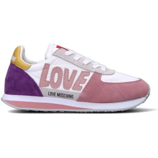 LOVE MOSCHINO sneaker donna bianca/rosa in pelle