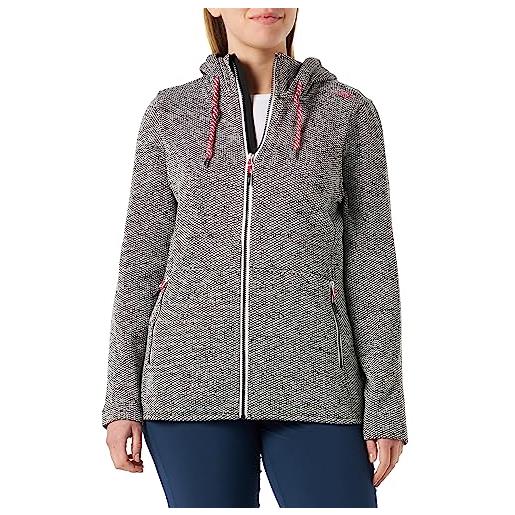 CMP - giacca in knit-tech da donna con cappuccio fisso, b. Gesso-nero, 42