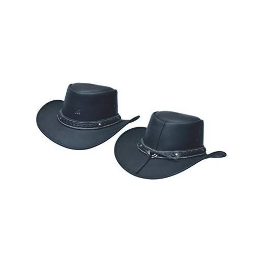 AK Riding Sports Ltd ak akrs-4001 - cappelli in pelle, realizzati a mano, stile western/cowboy/outback/australiano/con fascia per uomini e donne, nero , xl
