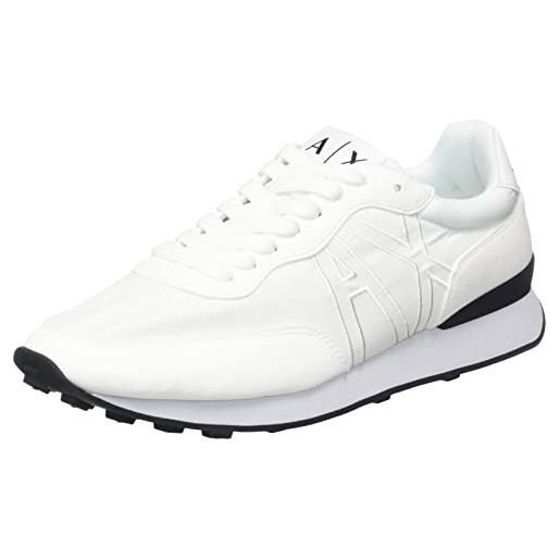 Armani Exchange logo stampato laterale atene, scarpe da ginnastica uomo, bianco ottico bianco, 46 eu