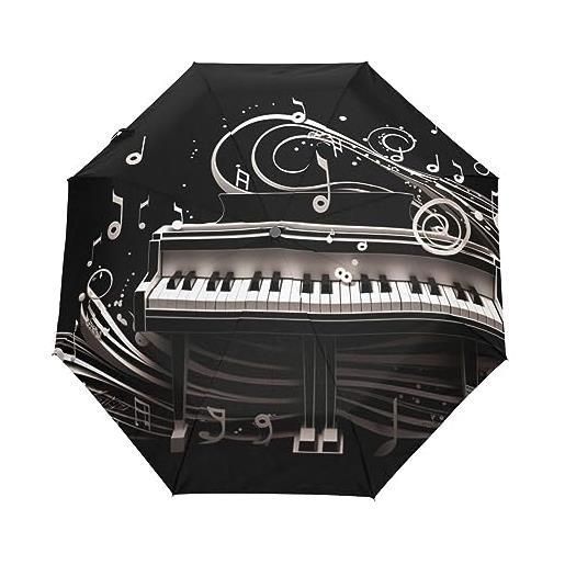 GAIREG ombrello da viaggio compatto a tema musicale pianoforte antivento ombrello automatico per zaino borsa, tote