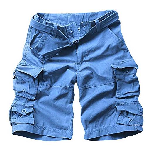 Shaoyao uomo bermuda pantaloni corti cargo shorts lunghezza al ginocchio pantaloncini azzurro l
