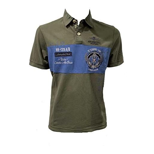 Aeronautica Militare polo po1683p, da uomo, in piqué, 15o stormo, maglia, t-shirt, maglietta, maniche corte (xxl, verde militare)