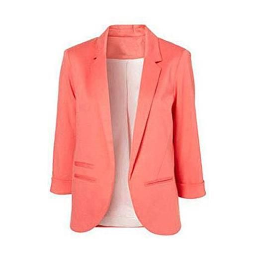 Shaoyao donna maniche lunghe breve cappotto giacca ufficio tailleur corto blazer carriera pesca rosso xs
