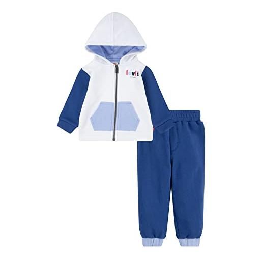 Levi's lvb colorblock hoodie set 6eh010, set felpa con cappuccio bambini e ragazzi, blu (true navy), 24 mesi