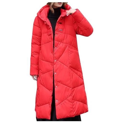 Yeooa cappotto invernale lungo da donna con piumino leggero ispessito caldo con cappuccio giacca casual oversize tinta unita elegante giacca soffice trapuntata (rosa, m)