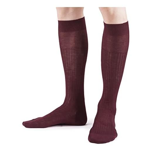 Ciocca calza lunga costa larga, in 100% cotone filo scozia - 6 paia. - made in italy bordeaux 11,5 (scarpa 43)