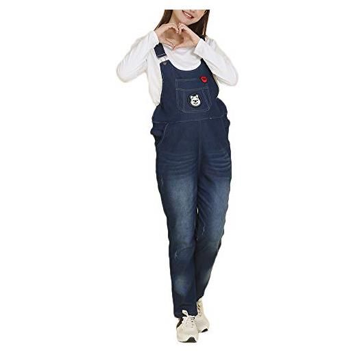 Shaoyao donne denim elegante salopette jeans premaman lunga jumpsuit blu 2xl