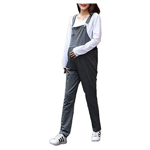 Shaoyao salopette pantaloni premaman - maternità con bretelle tuta da gravidanza playsuit grigio scuro m