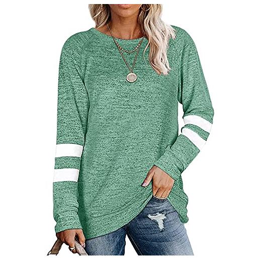 Coloody magliette casual da donna felpa girocollo maniche lunghe camicette felpe tunica tops sweatshirt(verde, xl)