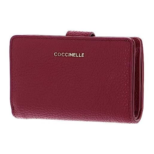 Coccinelle metallic soft mini wallet grained leather garnet red